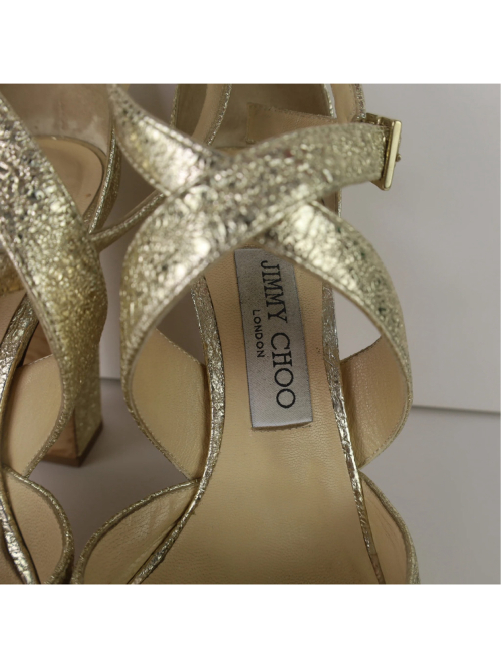 Jimmy Choo Gold Platform Heels EU 36.5 US 6.5 Metallic Leather Sandals 0483 - Picture 5 of 16